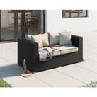 2 Seater Rattan Garden Sofa in Black & White - Ascot - Rattan Direct