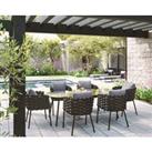 Rope Weave 6 Seater Garden Dining Set in Grey - Selene - Rattan Direct