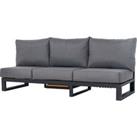 Aluminium & Teak Right-hand Multi-functional Section with Grey Cushions - Sequoyah - Rattan Dire