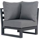Aluminium & Teak Corner Section with Grey Cushions - Sequoyah - Rattan Direct