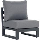 Aluminium & Teak Mid Section with Grey Cushions - Sequoyah - Rattan Direct
