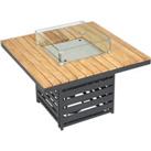 Aluminium & Teak Garden Fire Pit Table - Sequoyah - Rattan Direct