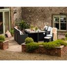 6 Seat Rattan Garden Cube Dining Set in Black with Footstools - Barcelona - Rattan Direct