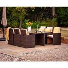 6 Seater Rattan Garden Cube Dining Set in Brown - Barcelona - Rattan Direct