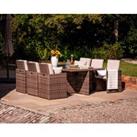 6 Seat Rattan Garden Cube Dining Set in Truffle Brown & Champagne - Barcelona - Rattan Direct