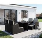 4 Seat Rattan Garden Cube Dining Set in Black & White with 4 Footstools - Barcelona - Rattan Dir