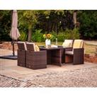 4 Seater Rattan Garden Cube Dining Set in Brown - Barcelona - Rattan Direct