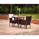 2 Seater Rattan Garden Dining Set With Small Round Dining Table in Brown - Cambridge - Rattan Direct