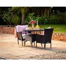 2 Seater Rattan Garden Dining Set With Small Round Table in Black & White - Cambridge - Rattan D