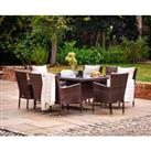 8 Seat Rattan Garden Dining Set With Rectangular Dining Table in Brown - Cambridge - Rattan Direct