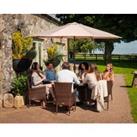 6 Seat Rattan Garden Dining Set With Large Round Dining Table Set in Brown - Cambridge - Rattan Dire