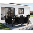 8 Seat Rattan Garden Dining Set With Large Round Dining Table in Black & White - Cambridge - Rat