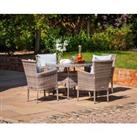 4 Rattan Garden Chairs & Small Round Dining Table Set in Grey - Cambridge - Rattan Direct