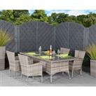 4 Seat Rattan Garden Dining Set With Large Rectangular Dining Table in Grey - Cambridge - Rattan Dir