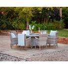 8 Seat Rattan Garden Dining Set With Large Round Dining Table in Grey - Cambridge - Rattan Direct