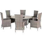 Cambridge 6 Rattan Reclining Chairs & Large Round Table Set in Grey - Cambridge - Rattan Direct
