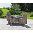 Rectangular Rattan Garden Dining Table Set With 6 Chairs in Grey - Cambridge - Rattan Direct