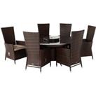 Cambridge 6 Reclining Rattan Garden Chairs & Large Round Table Set in Brown - Cambridge - Rattan