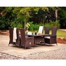 Rectangular Rattan Garden Dining Table & 6 Reclining Chairs Set in Brown - Cambridge - Rattan Di