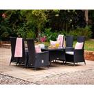 Rectangular Rattan Garden Dining Table Set & 6 Chairs in Black & White - Cambridge - Rattan 