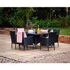 6 Seat Rattan Garden Dining Set With Small Rectangular Dining Table in Black & White - Cambridge