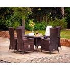 6 Seat Rattan Garden Dining Set With Small Rectangular Dining Table in Brown - Cambridge - Rattan Di