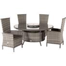 Cambridge 4 Rattan Reclining Chairs & Large Round Table Set in Grey - Cambridge - Rattan Direct