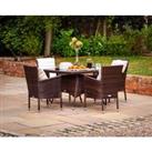 4 Seat Rattan Garden Dining Set With Square Dining Table in Brown - Cambridge - Rattan Direct
