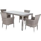 4 Stackable Chairs & Rectangular Open Leg Rattan Garden Dining Table in Grey - Cambridge - Ratta