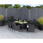 Rectangular Rattan Garden Dining Table Set With 6 Chairs in Black & White - Cambridge - Rattan D