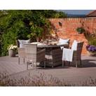 4 Seat Rattan Garden Dining Set With Round Table in Grey With Fire Pit - Cambridge - Rattan Direct
