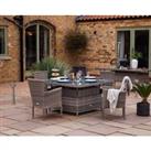 4 Seat Rattan Garden Dining Set With Square Table in Grey With Ice Bucket - Cambridge - Rattan Direc