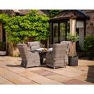 Reclining Rattan Garden Dining Set with 4 Chairs & Round Table in Grey - Fiji - Rattan Direct