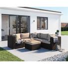 Rattan Garden Corner Sofa Set in Brown - 6 Piece - Florida - Rattan Direct