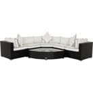 Rattan Garden Corner Sofa Set in Black & White - 6 Piece Angled Set - Florida - Rattan Direct