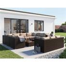 Geneva Rattan Garden Corner Sofa Set in Brown with Coffee Tables - Rattan Direct