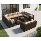 Rattan Garden Corner Sofa Set in Brown with Coffee Table - Geneva - Rattan Direct