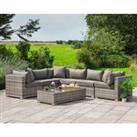Rattan Garden Corner Sofa Set With Coffee Table in Grey - Geneva 7 Piece - Rattan Direct