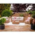 3 Seater Rattan Garden Sofa & Armchair Set in Willow - Lisbon - Rattan Direct