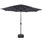 Market Parasol in Grey - With Plastic Base - Rattan Direct