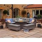 Rattan Garden Corner Dining Set with Square Fire Pit Dining Table in Grey - Monte Carlo - Rattan Dir
