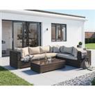 Rattan Garden Lefthand Corner Sofa Set in Truffle Brown & Champagne - Monaco - Rattan Direct