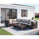 Rattan Garden Righthand Corner Sofa Set in Truffle Brown & Champagne - Monaco - Rattan Direct