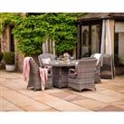 4 Seat Rattan Garden Dining Set With Round Table in Grey With Fire Pit - Marseille - Rattan Direct