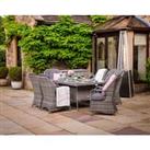 Rattan Garden Set with 6 Dining Chairs & Large Rectangular Table in Grey - Marseille - Rattan Di