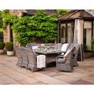 Rattan Garden Set with 8 Dining Chairs & Large Rectangular Table in Grey - Marseille - Rattan Di