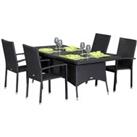 Rio 4 Armed Stacking Rattan Garden Chairs & Large Rectangular Dining Table in Black - Rattan Dir
