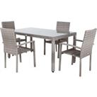 Rio 4 Stackable Chairs & Rectangular Open Leg Dining Table in Grey - Rattan Direct