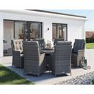 6 Seat Rattan Garden Dining Set With Large Round Table in Grey - Riviera - Rattan Direct