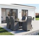 6 Rattan Garden Dining Chairs & Rectangular Dining Table in Grey - Riviera - Rattan Direct